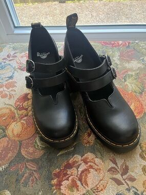 Dr. Martens Eviee Black Double-Strap Mary Jane Shoes